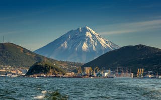 View of the city Petropavlovsk-Kamchatsky on the Kamchatka Peninsula